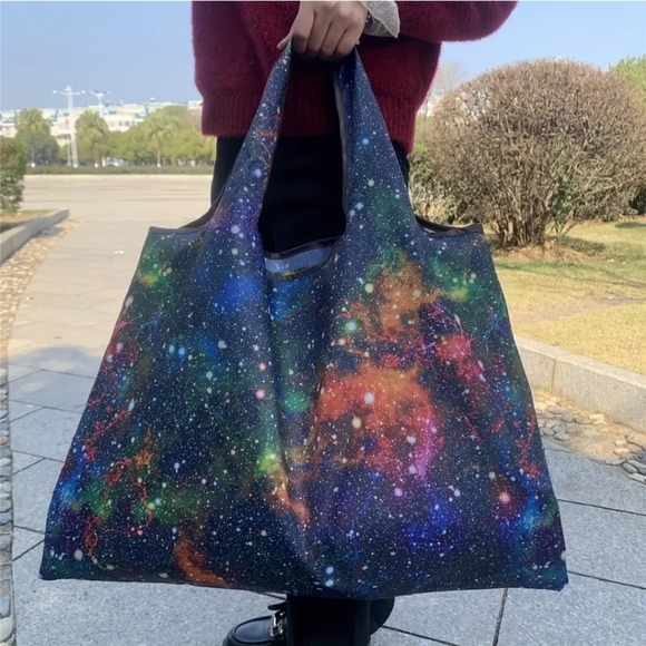 Celestial Galaxy print tote bag compact travel foldable accessory - Picture 1 of 3